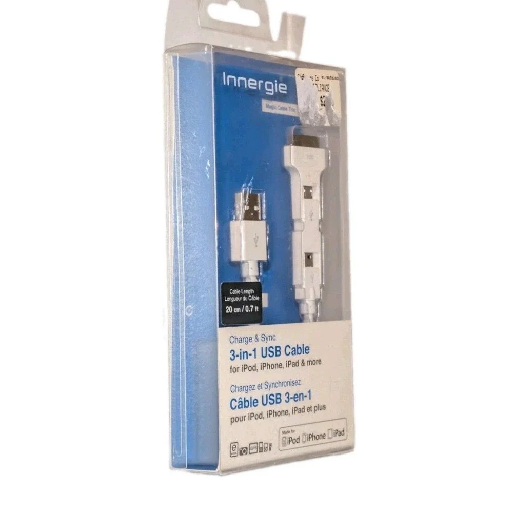 Innergie Magic Cable Trio 3-in-1 USB Charge Sync 30-Pin Micro Mini New Sealed